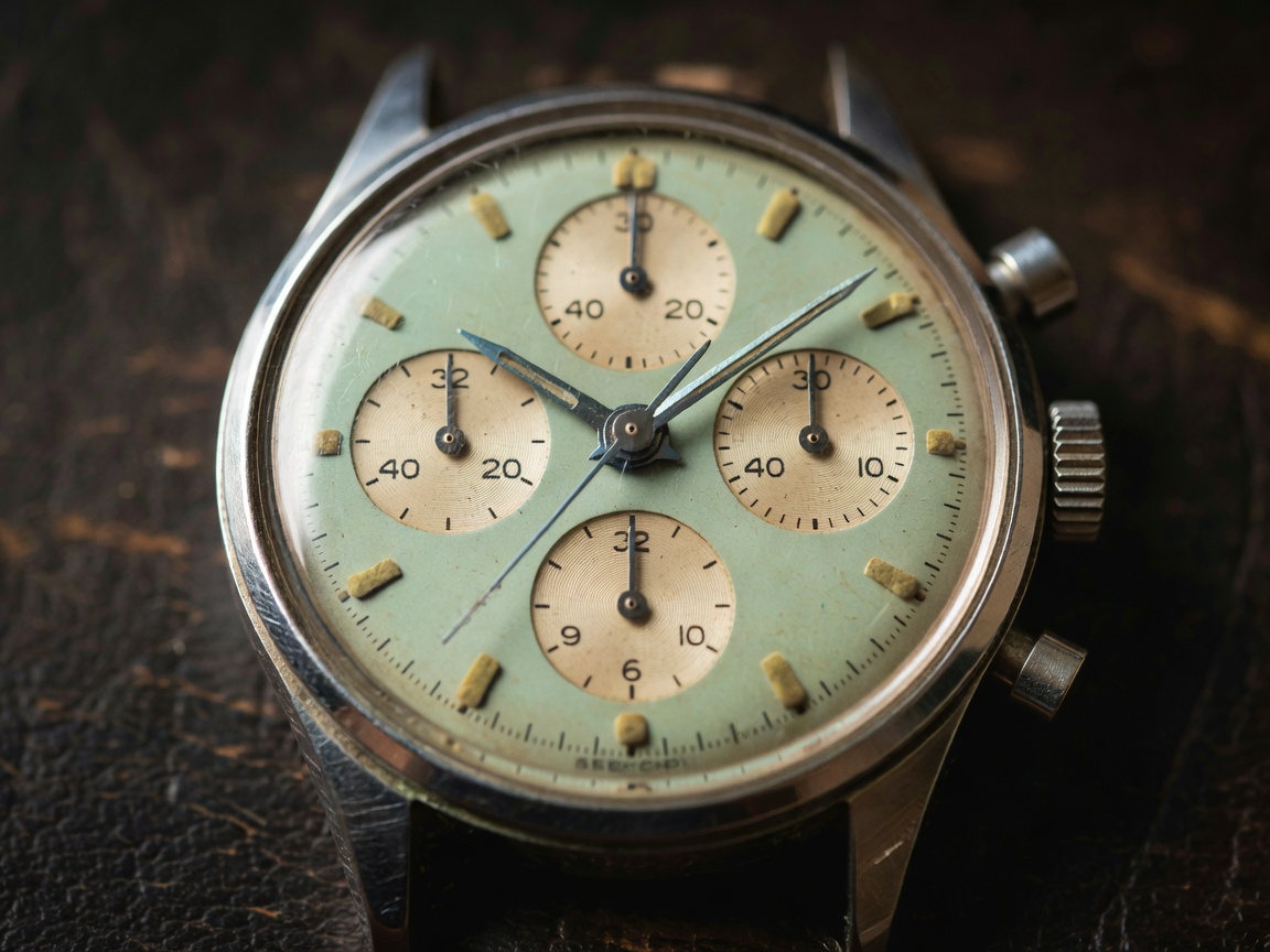Vintage chronograph with a faded tropical dial