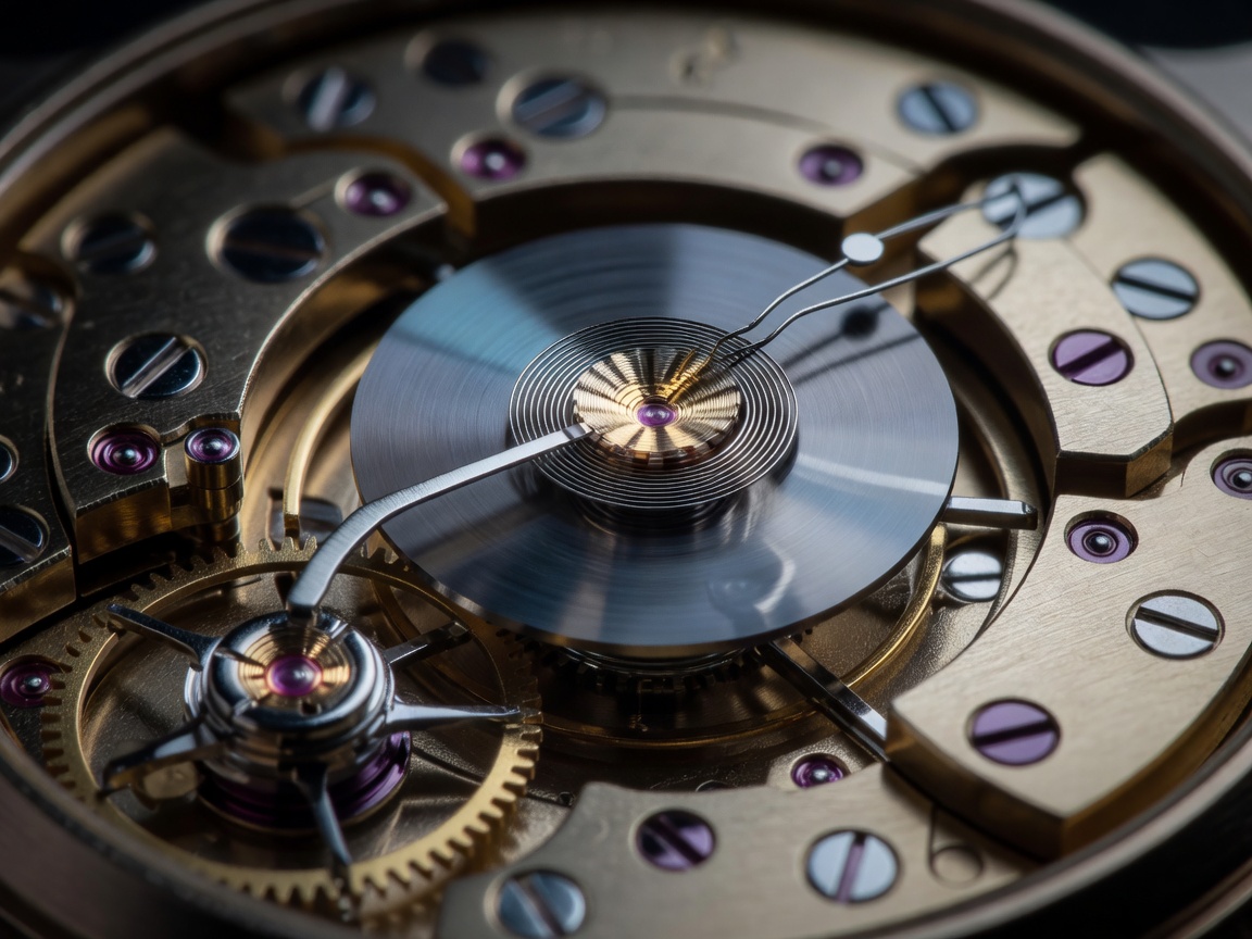 Screwed balance wheel and hairspring in motion